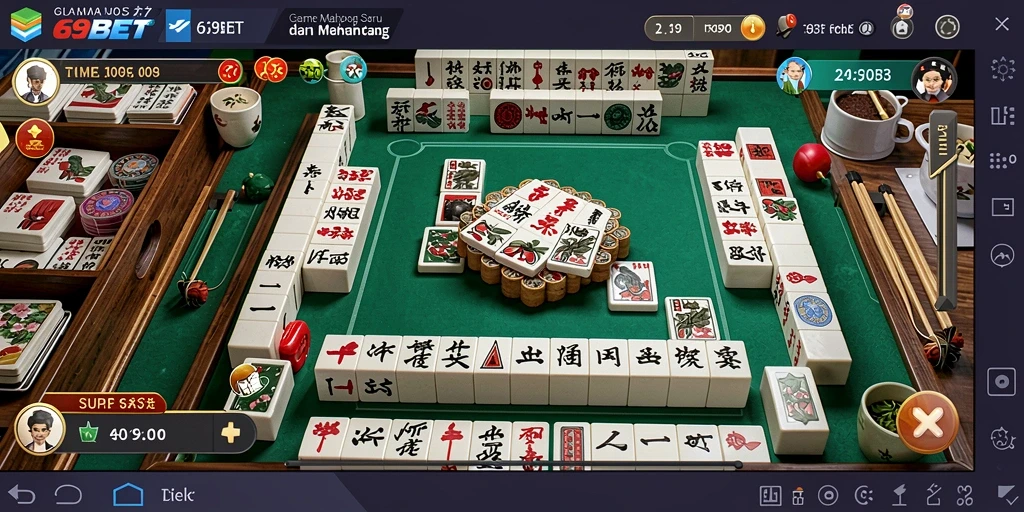 Tampilan gameplay Mahjong yang seru di 69BET.