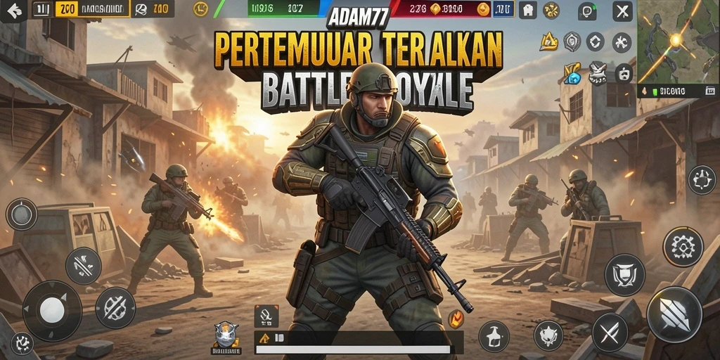 Tangkapan layar ADAM77 menampilkan pertempuran intens di mode Battle Royale.