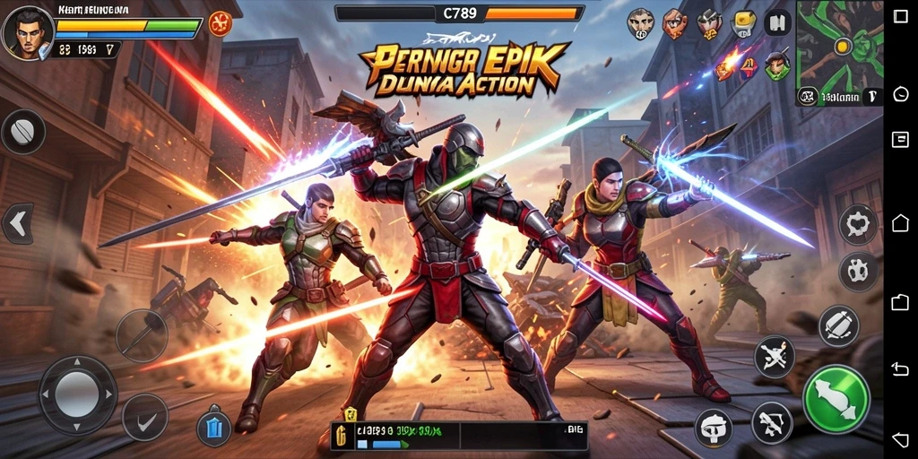 Gameplay C789 yang intens dan penuh aksi di layar.