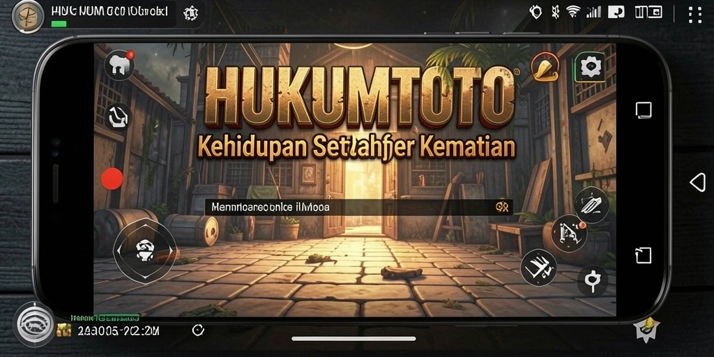 Screenshot gameplay menyeramkan dari HUKUMTOTO, menunjukkan suasana yang gelap dan misterius.