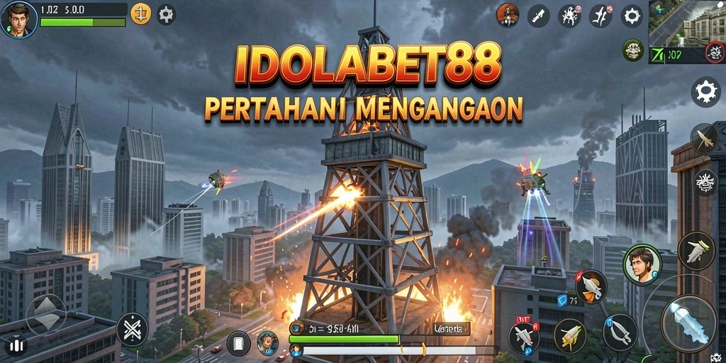 Tampilan gameplay Tower Defense yang seru di IDOLABET88.