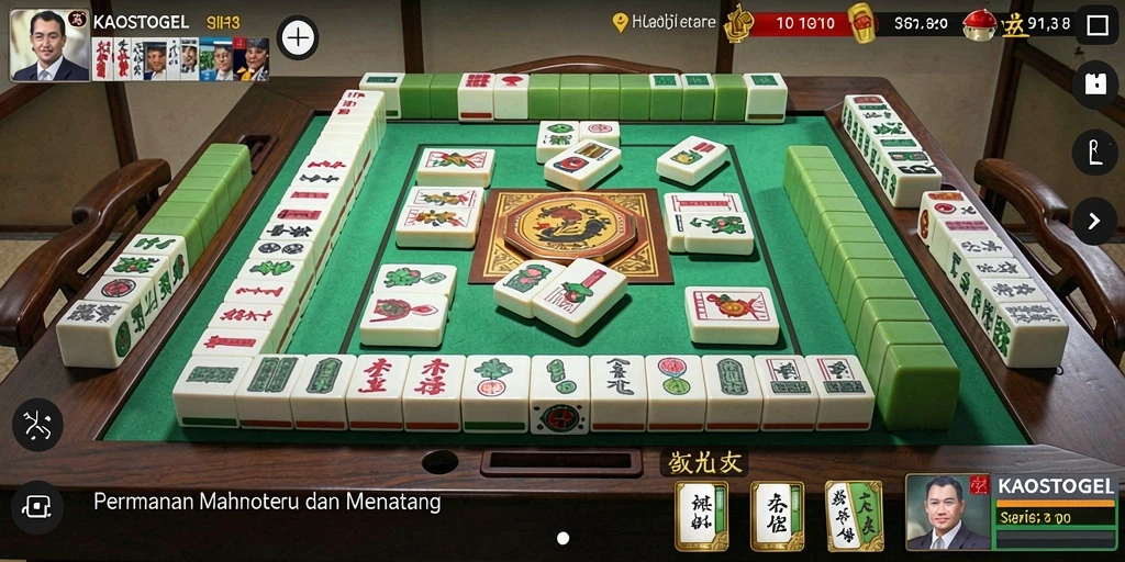 Tampilan gameplay KAOSTOGEL yang penuh aksi dan strategi Mahjong.