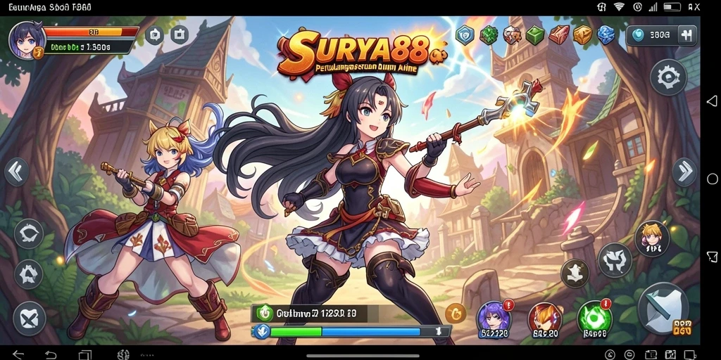 Screenshot gameplay seru dari SURYA88 yang menampilkan karakter anime.